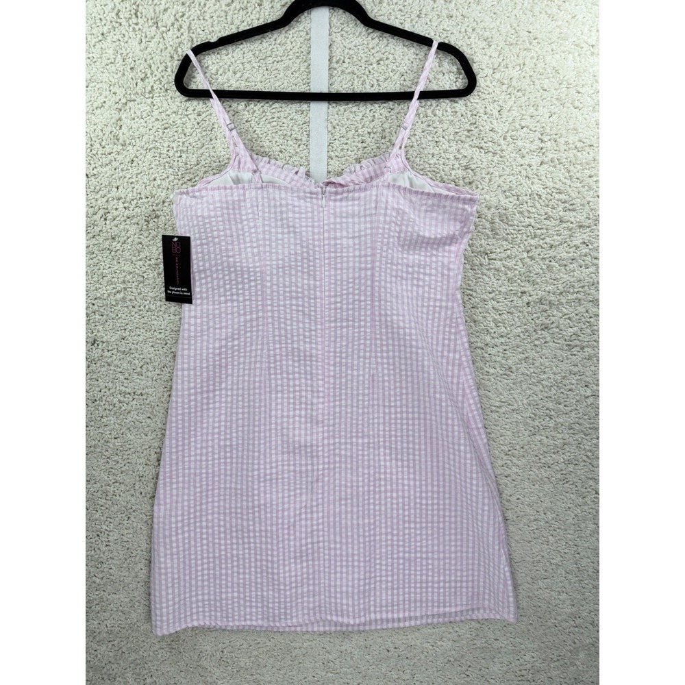 NWT Pink Gingham Cottagecore Milkmaid Mini Dress Coquette Fairycore L Babydoll - Picture 4 of 13
